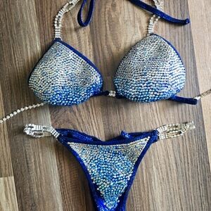 NPC OCB blue/silver ombre bodybuilding competition bikini